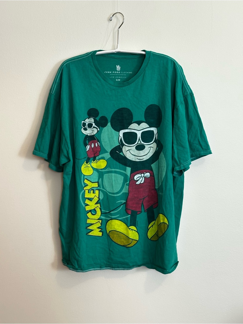 Junk Food Clothing Green 100% Cotton Mickey Mouse Graphic Tee - size S/M